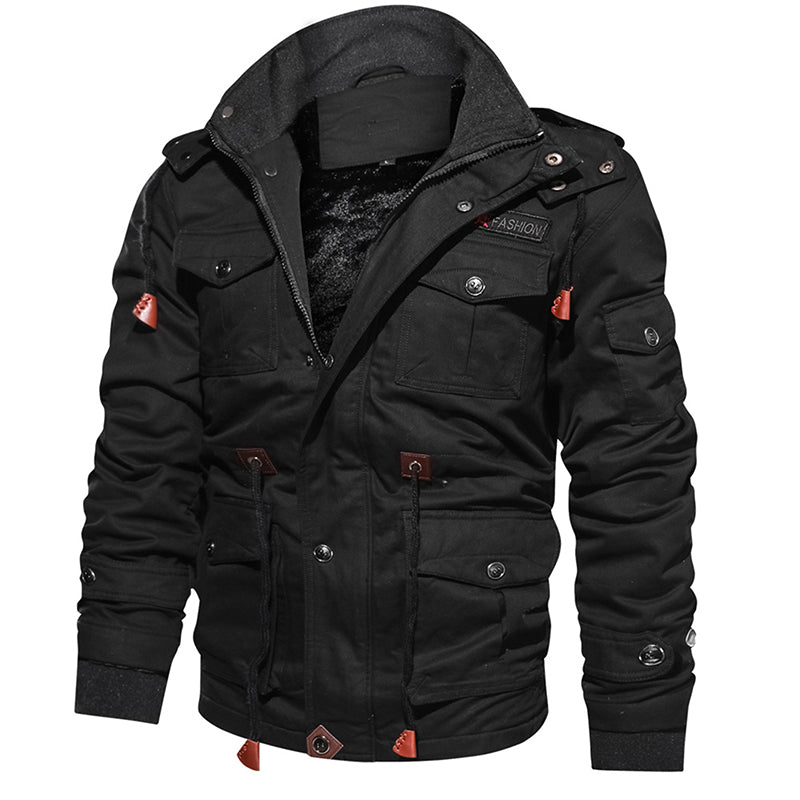 Warm Hooded Coat Thermal Thick Outerwear Male Military Jacket