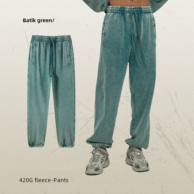 Pantalones sueltos viejos encerados Pantalones deportivos lavados para hombres