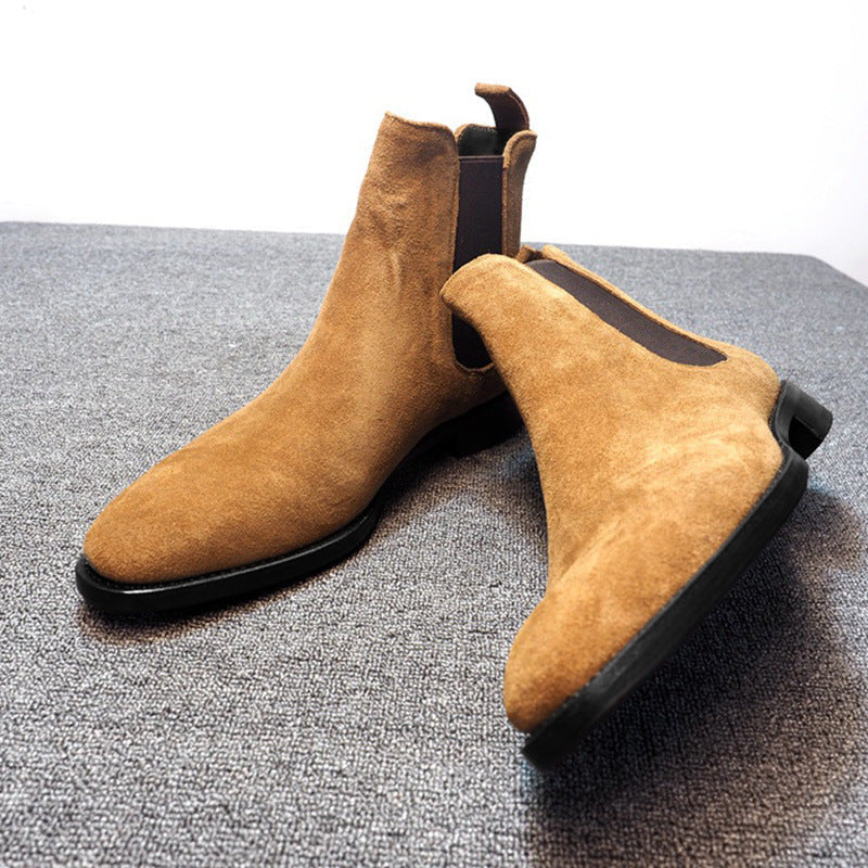 Faux Deerskin Casual Men's Boots Suede High-top chelsea boots