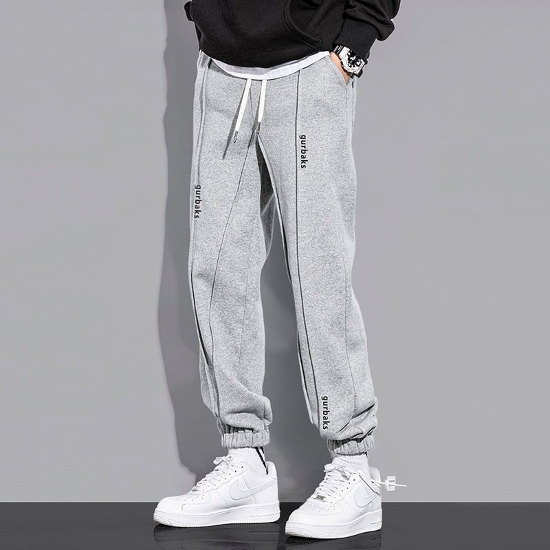 Men's White Sweatpants Drawstring Foot Close Casual Leisure