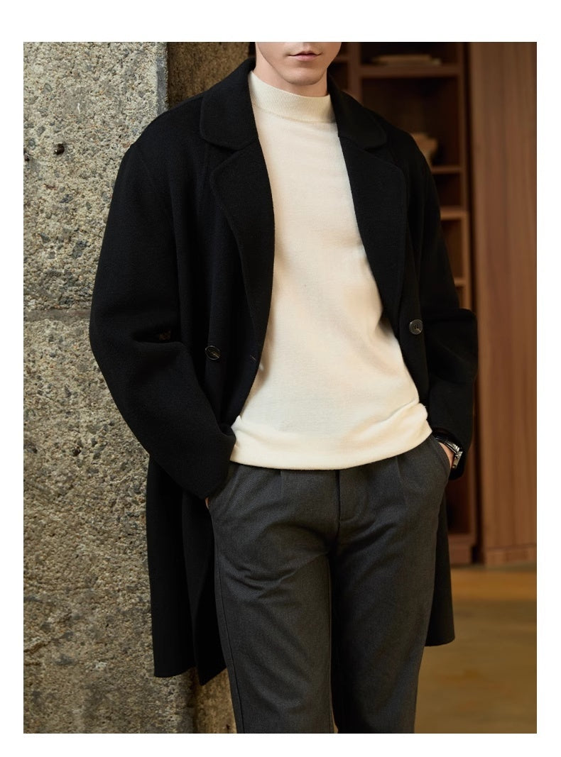 Men's Mid-length Woolen Thick Coat