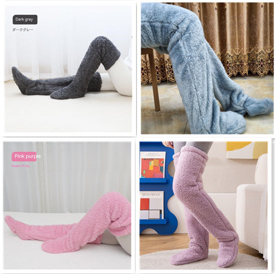 Over Knee High Fuzzy Long Socks Winter Warm Cold Leg Knee Joint Cold-proof Stockings