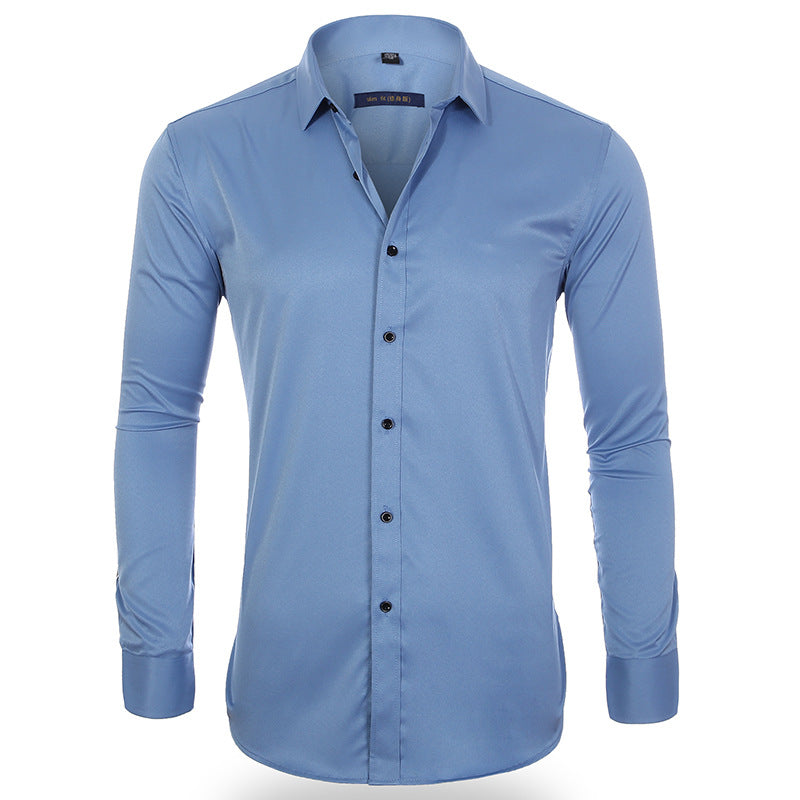 No Ironing High Elastic Men's Long Sleeve Shirt