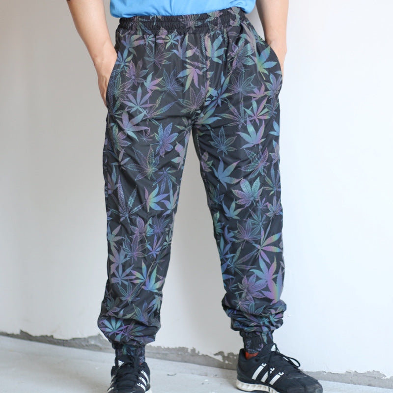 Colored Maple Leaf Reflective Pants Men's