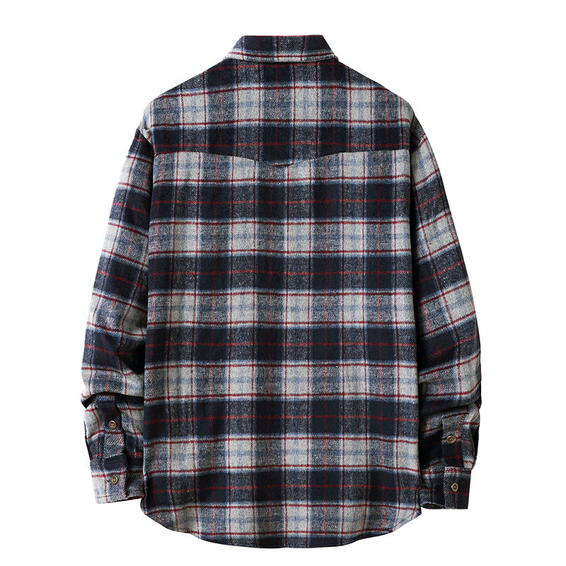 Men's Long Sleeve Flannel Plaid Shirt Jacket