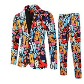 Men's Digital Printing Leisure Suit for stage performance