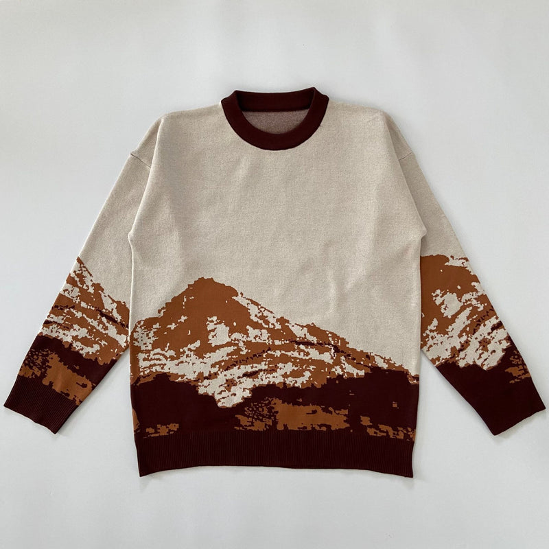 Snow Mountain Gradient Casual Knit Sweater Men