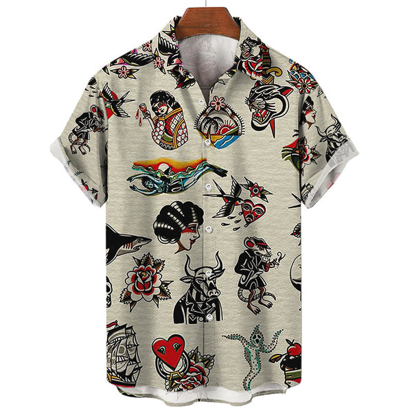 Men's Printing Hawaii Short Sleeve Polo Collar shirt