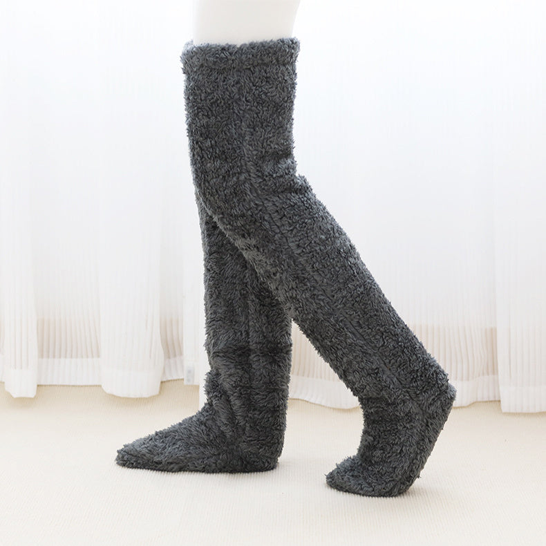 Over Knee High Fuzzy Long Socks Winter Warm Cold Leg Knee Joint Cold-proof Stockings