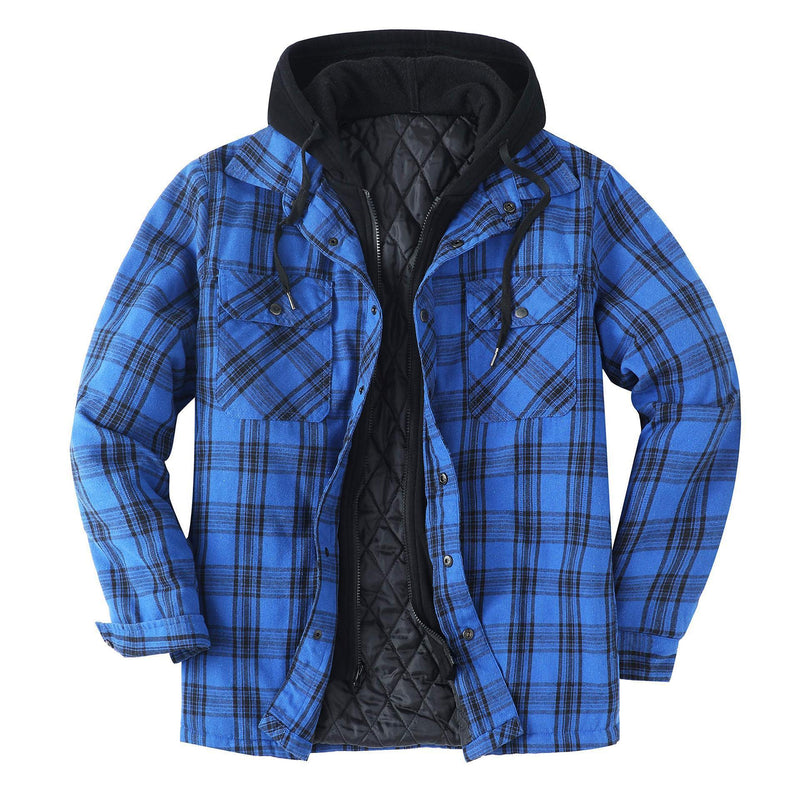 Men's Thickened Cotton-padded Plaid Long-sleeved Coat