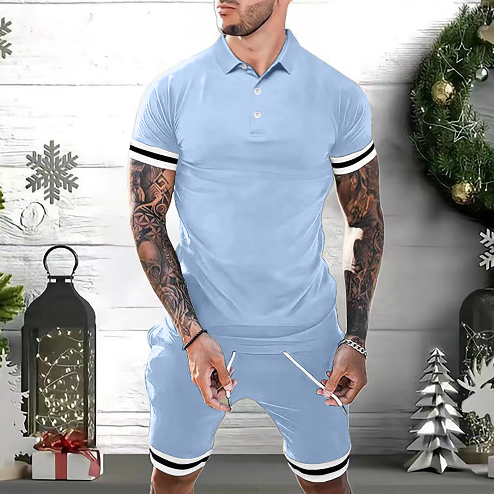 Mens 2 Piece Polo Shirt Tracksuits