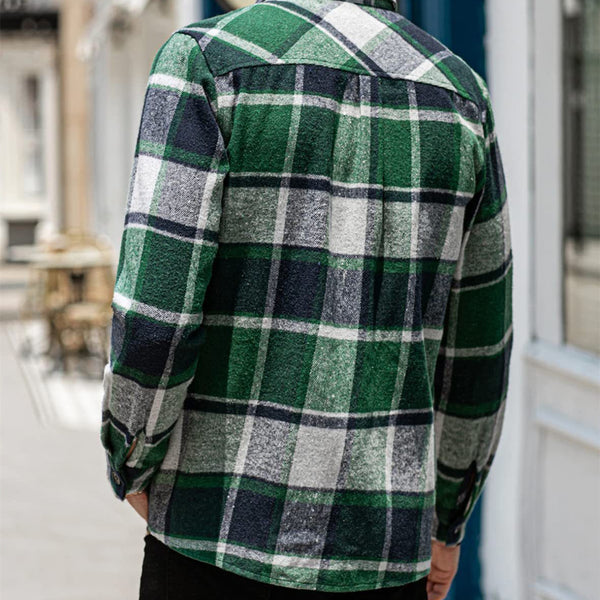 Men's Plaid Shirt Long Sleeve Button Coat