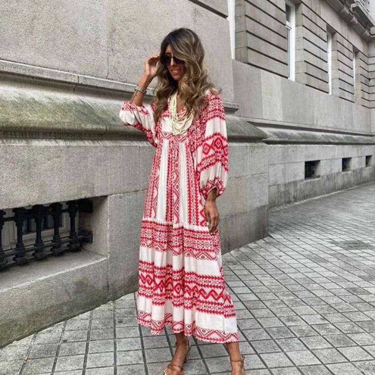 Summer Women's Vintage Printed Bohemian Dress