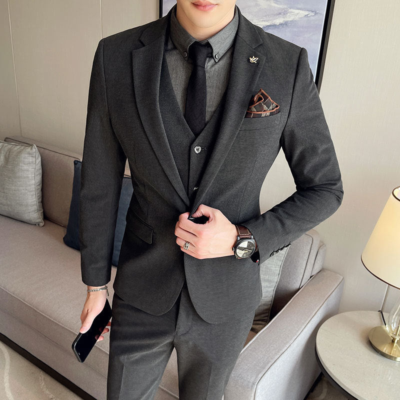 Men's Solid Color Three-piece Suit