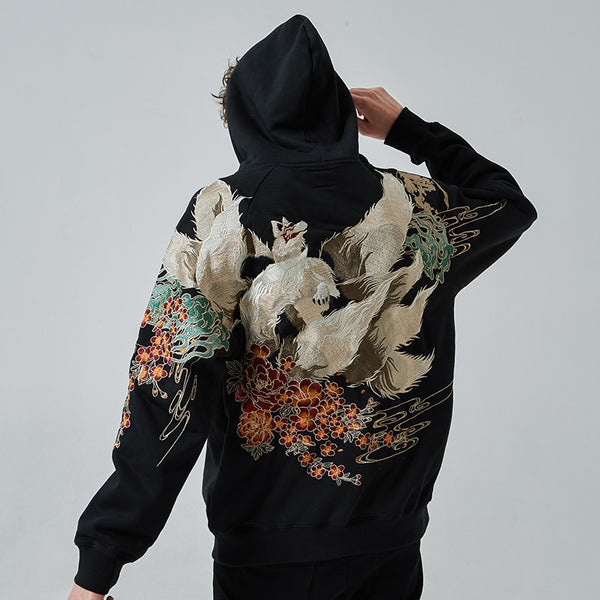 Men's Hooded Sweater Full Width Embroidery