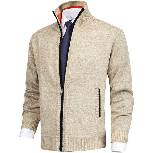 Pull cardigan zippé en tricot coupe régulière pour homme 