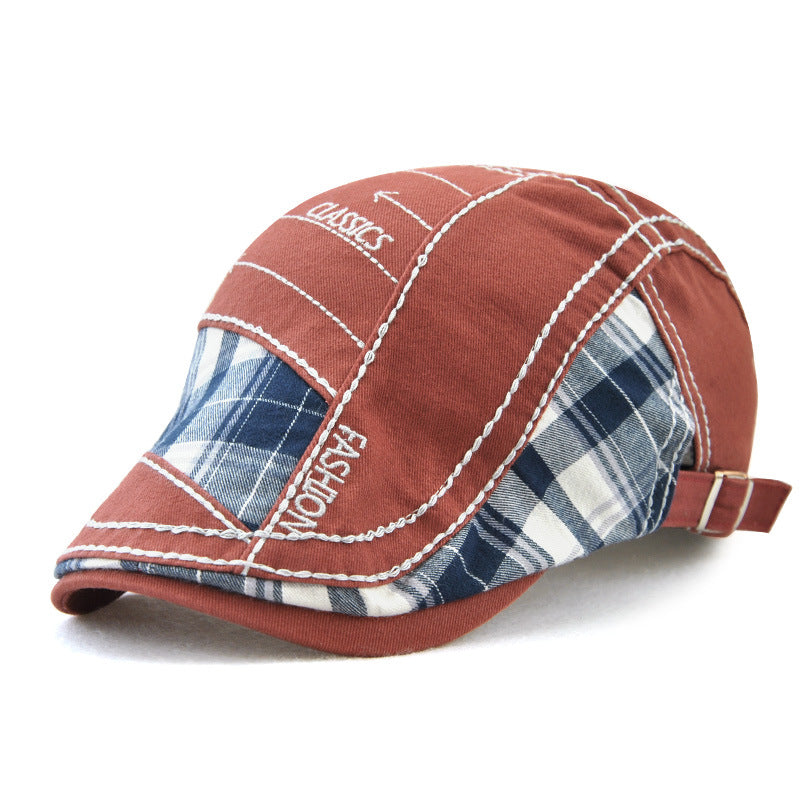 Duck Tongue Cap Plaid Patchwork Parallel Arrow