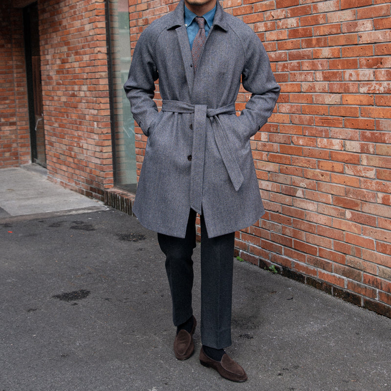 Milano Herringbone Belted Wool-Blend Coat