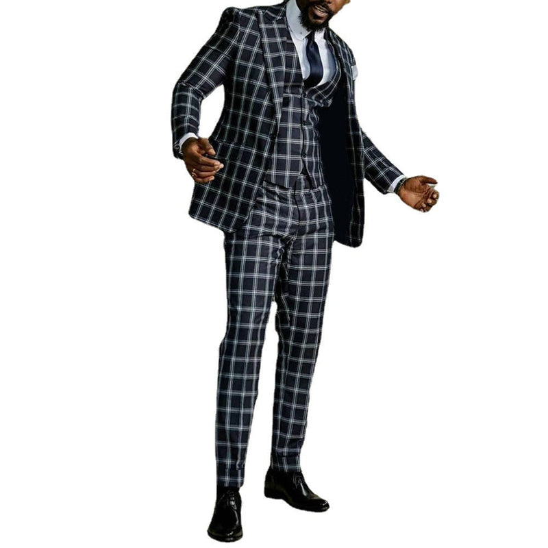 Casual Checkered two piece suit for men