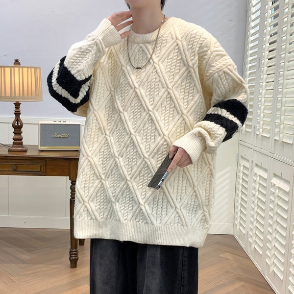 Men's Round Neck Brocade Sweater Autumn And Winter