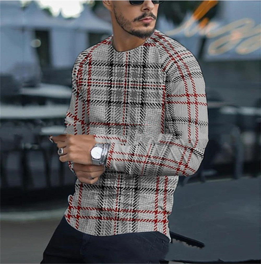 Men's Round Neck Striped Bottom Shirt