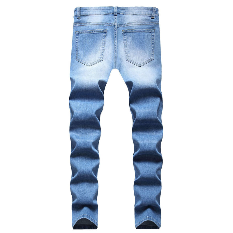 European And American Men Old Tight-Fitting Casual Denim Trousers