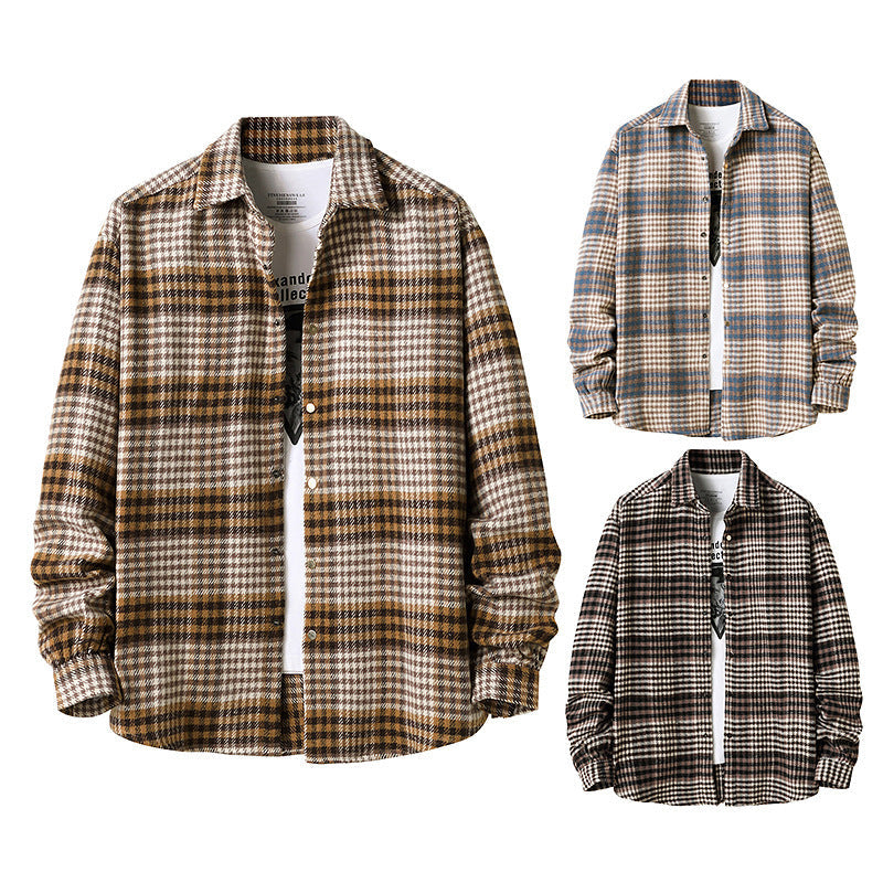 Flannel Thick Plaid Shirt Men's