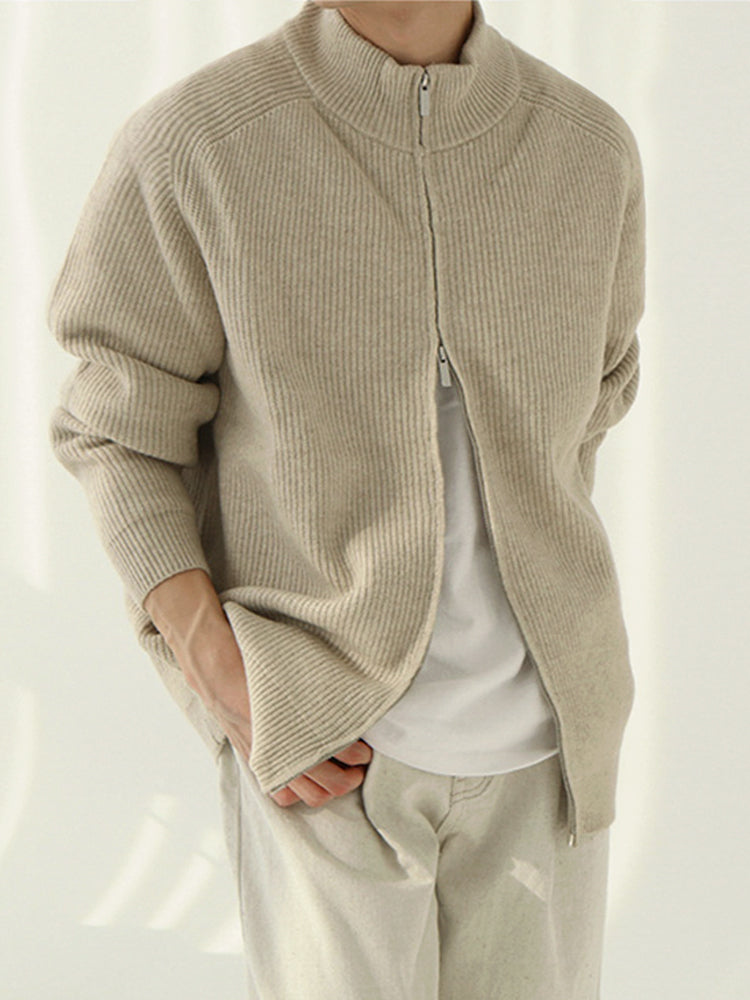 Standing Collar Lazy Style High Necked Sweater Jacket For Men