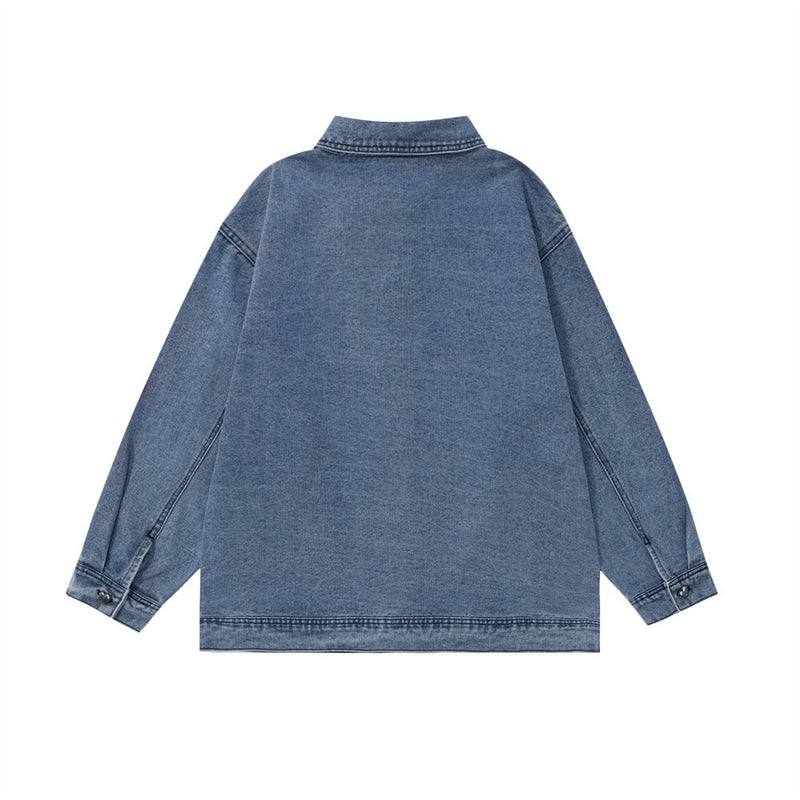 Heart-shaped Multi-part Frayed Hem Denim Jacket