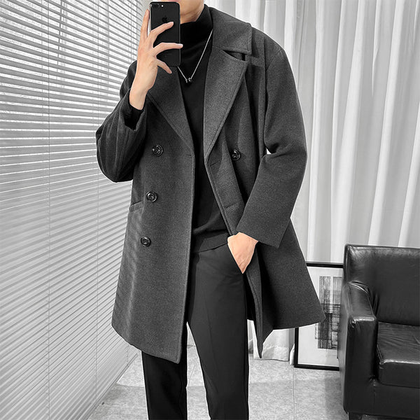 Mid-length British Style Woolen Coat