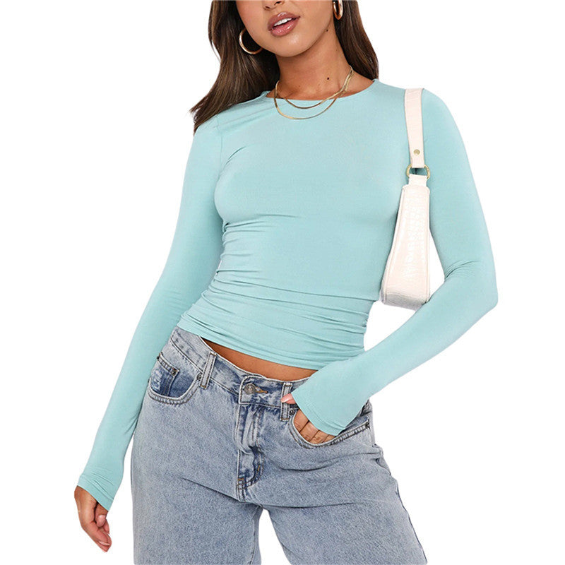 Women's Slim Long-sleeved Pullovers Tops