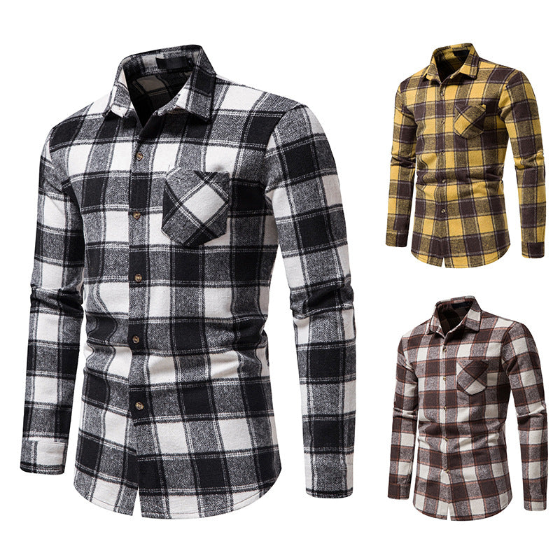 Thick Warm Woolen Flannel Casual Shirt men