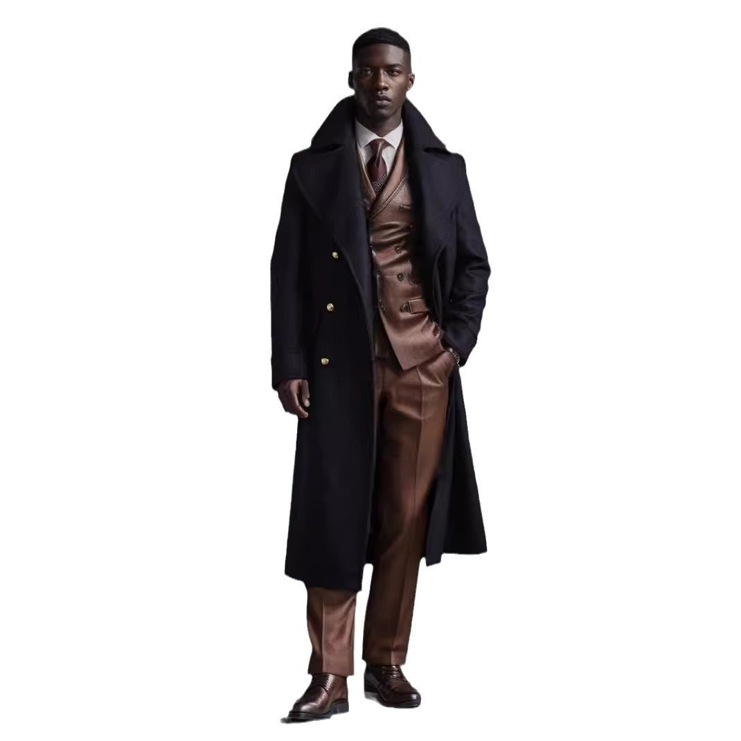 Men's Woolen Ultra-long Overcoat