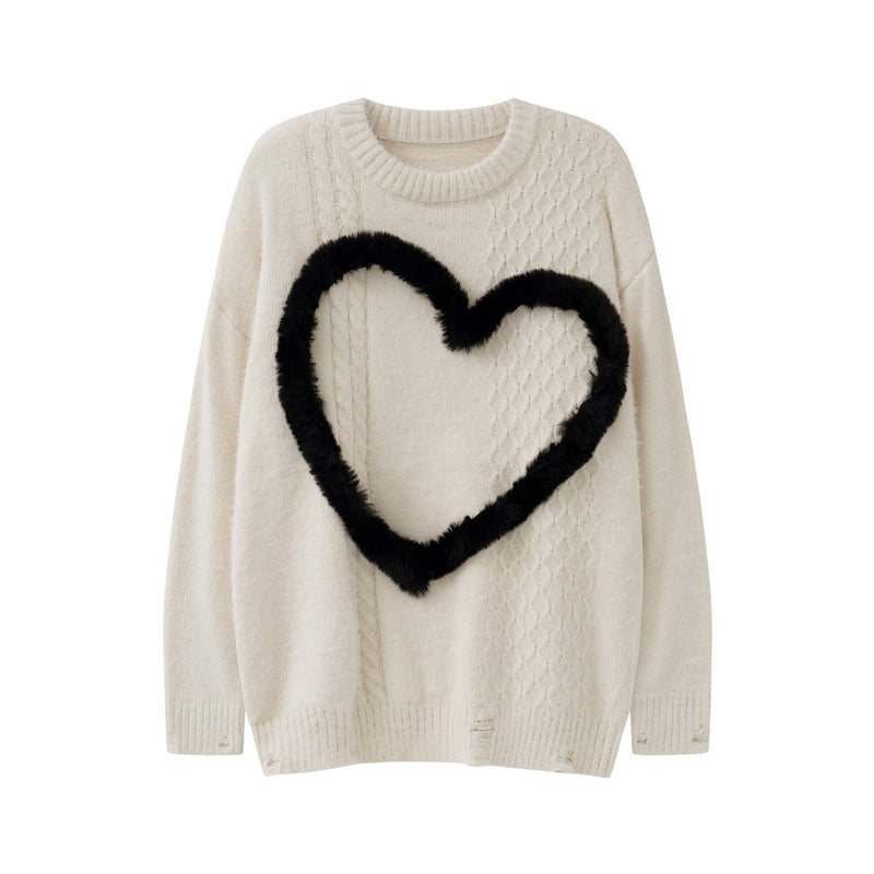 Three-dimensional Velvet Love Sweater