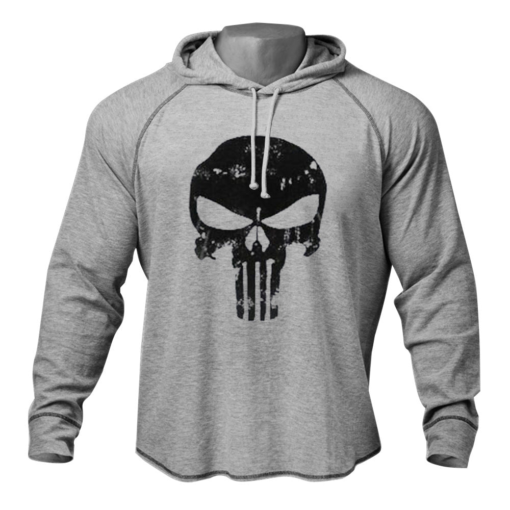 Skull Print Long-sleeved Hoodie for gym