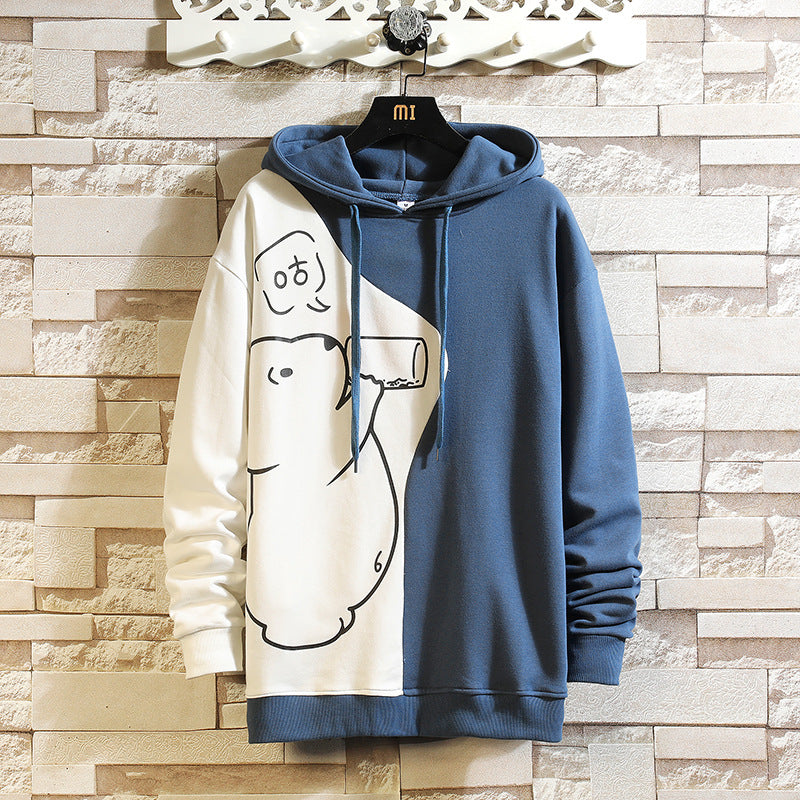 Men's Hoodie Color Matching Bear Hooded Jacket