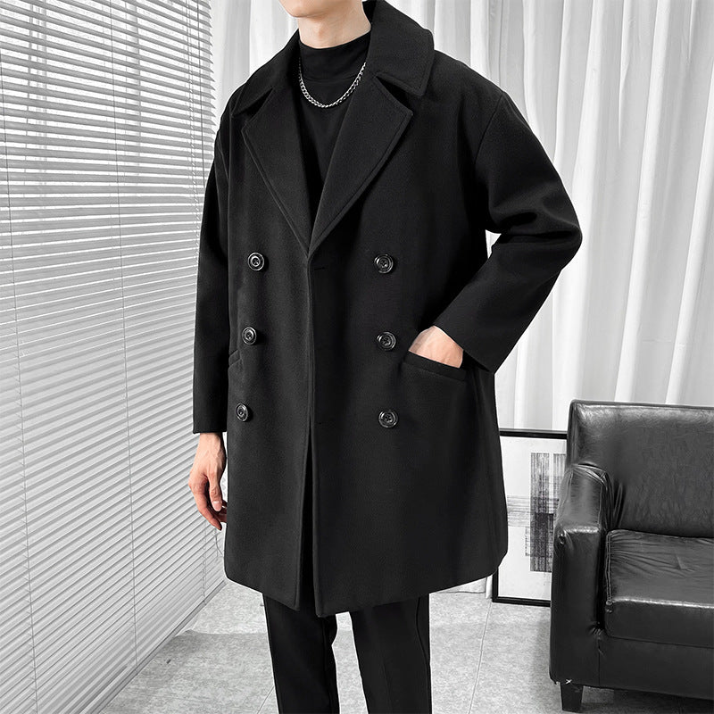 Mid-length British Style Woolen Coat