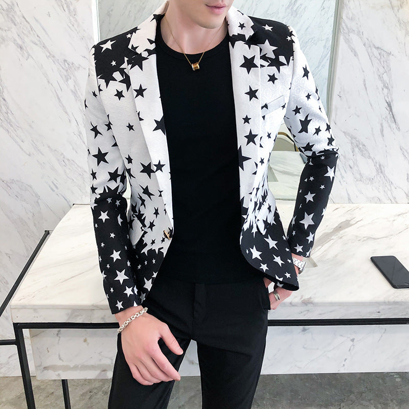 Printed Small Suit Long Sleeve stage performance blazer Jacket