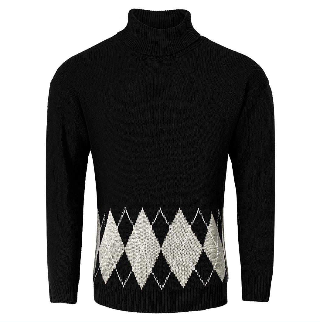 Maglione dolcevita Argyle vintage da uomo