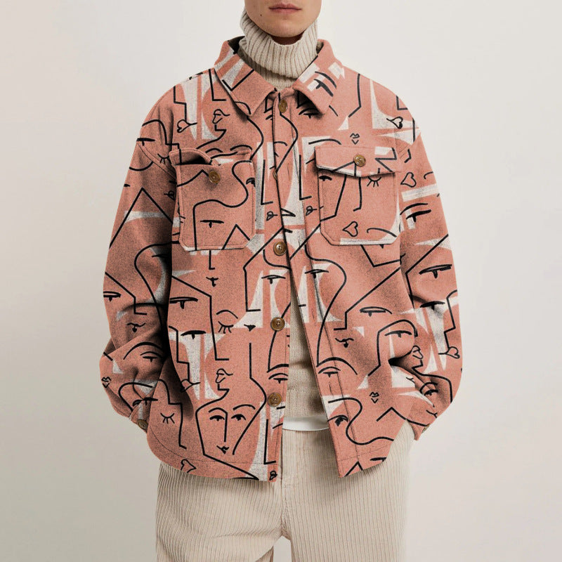 Explosive Autumn Printed Lapel Men's Jacket