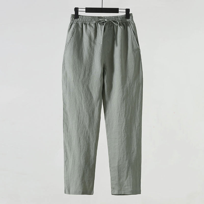 Men's Loose Plus Size Cotton And Linen Cropped Casual Pants