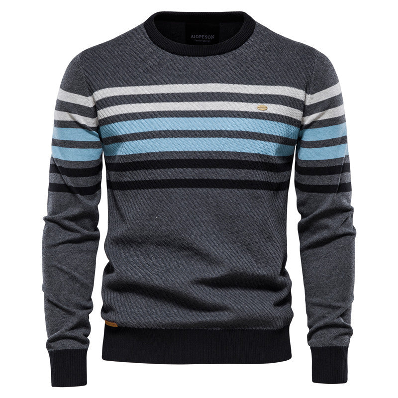 Maglione casual da uomo a righe con colori a contrasto