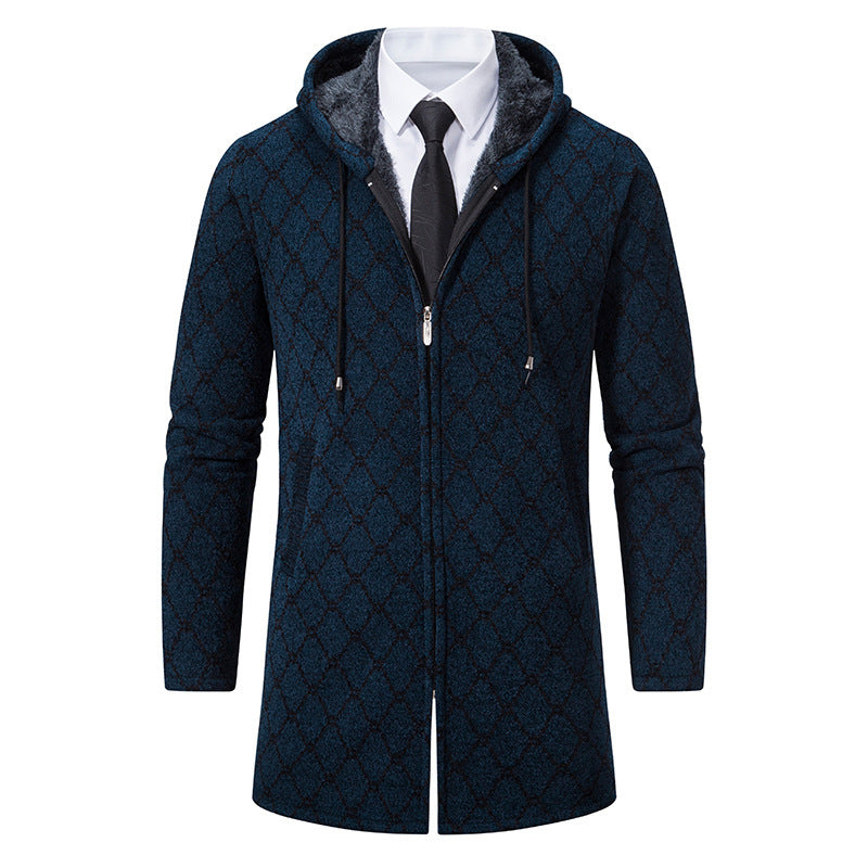 Men's Mid-length Sweater Hooded Coat