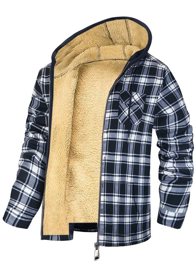 Thickened Cotton-padded Plaid Long Sleeve Loose jacket