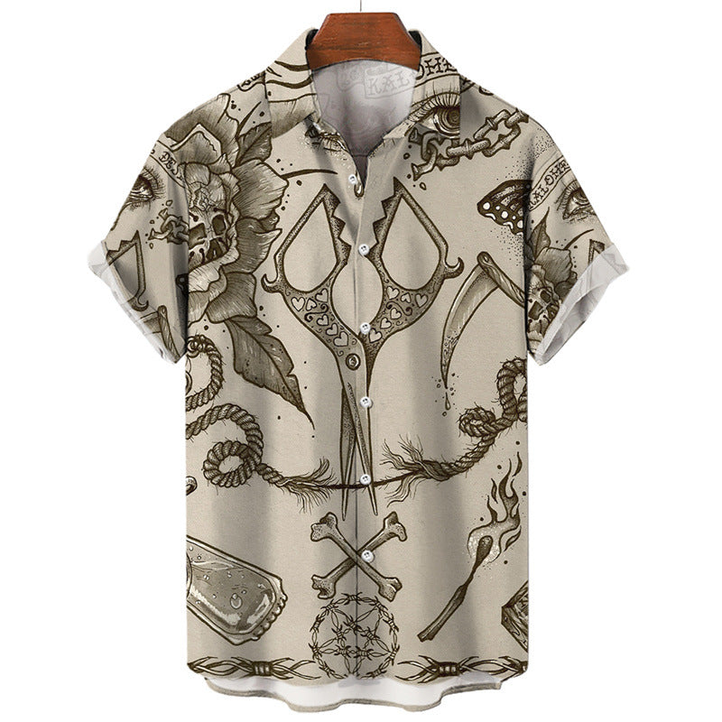 Men's Printing Hawaii Short Sleeve Polo Collar shirt