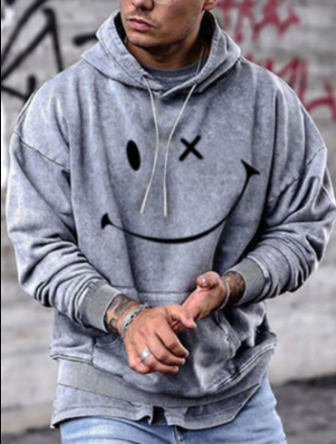 Men's Smiley Loose Print hoodie