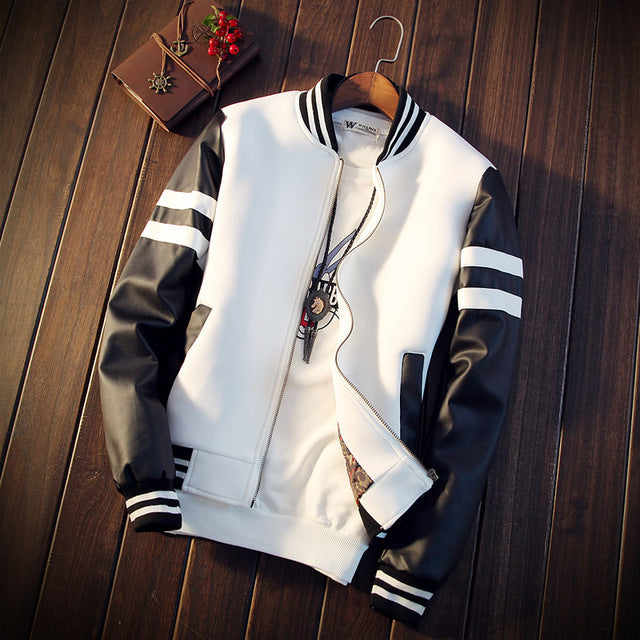 Simple Black And White baseball jacket men