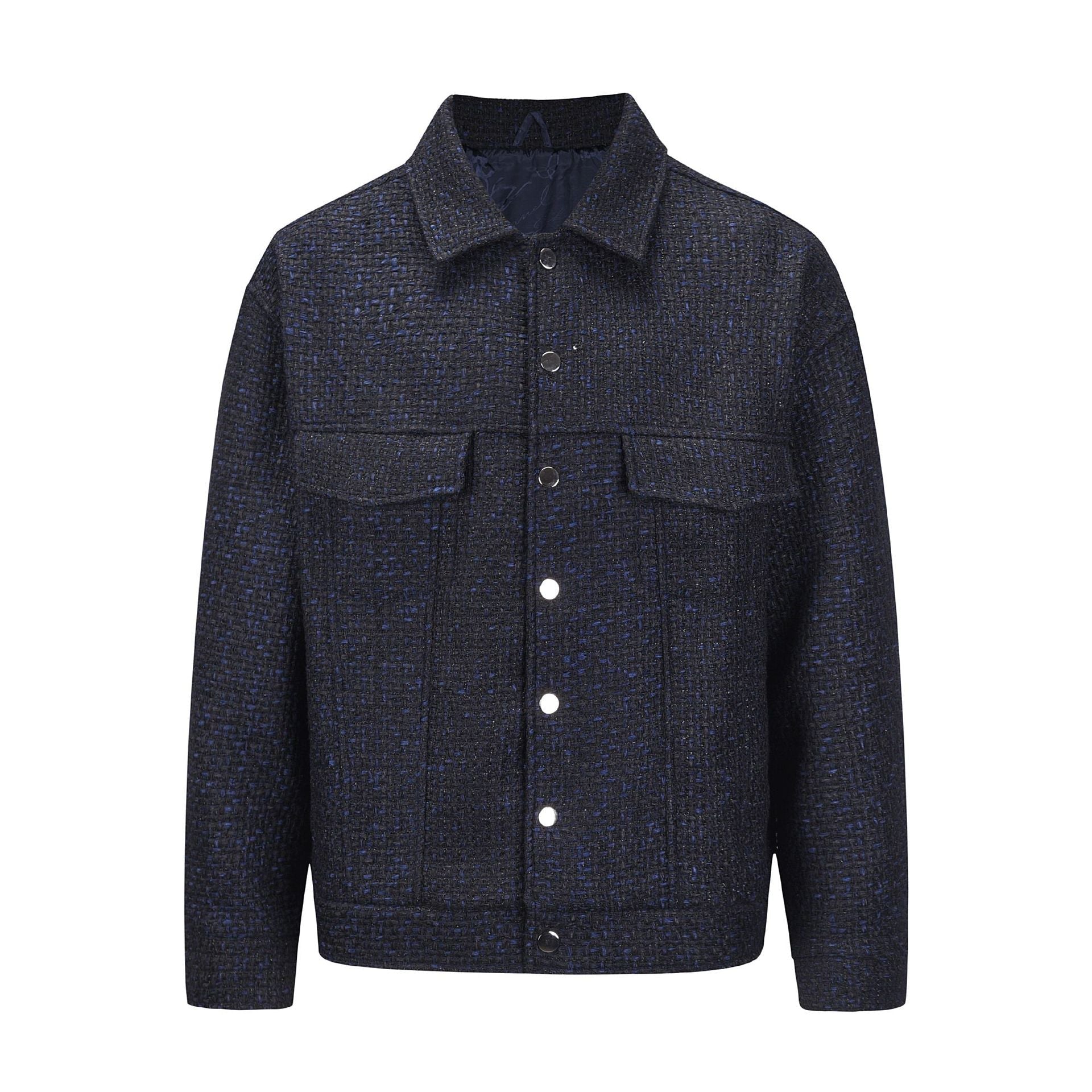 Fashion Tweed Woven Couple Casual Men's Jacket