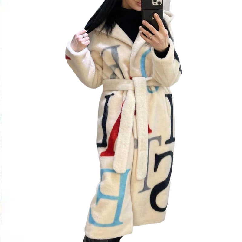 Women's Plus Size Printed Long Coat