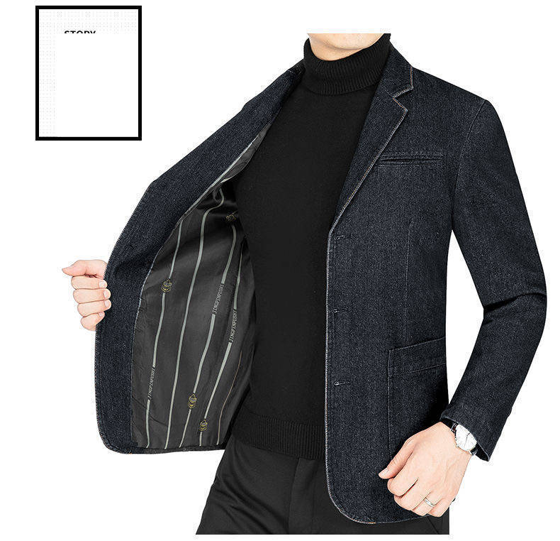 Spring And Autumn Men's Denim Suit Jacket